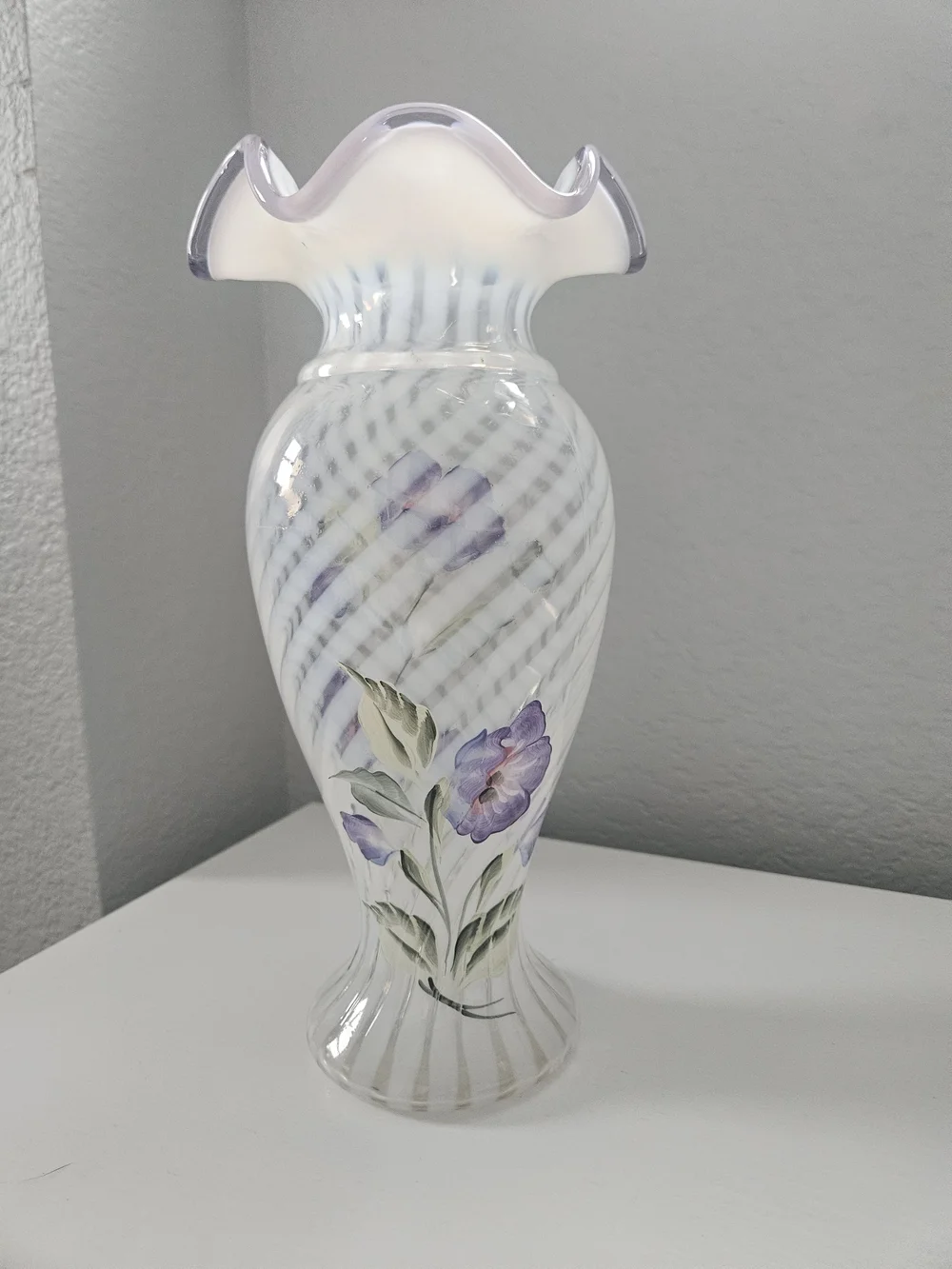 Fenton Lavender Petals Vase Handpainted By K Riley
